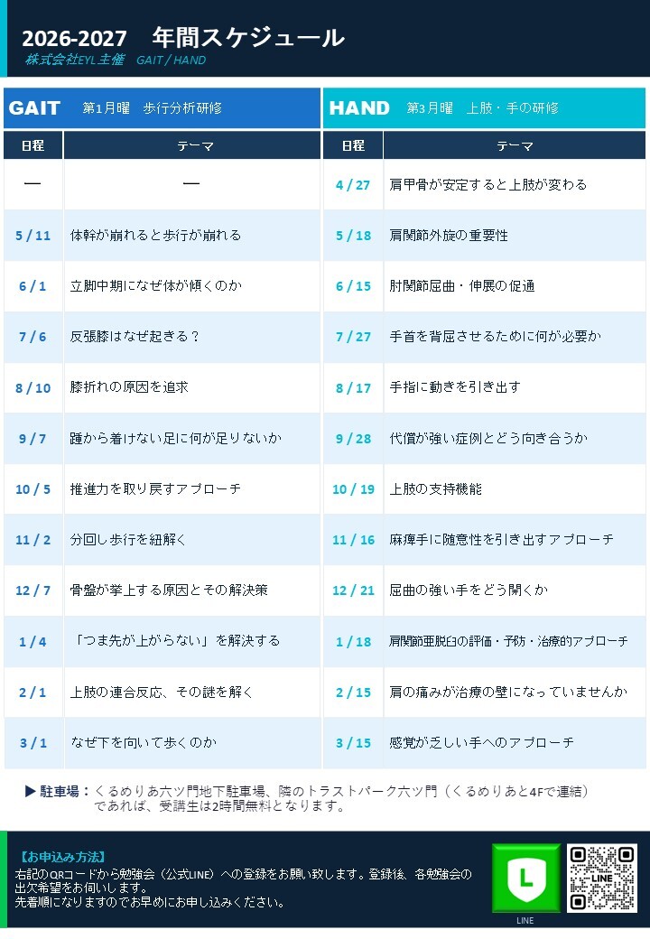 【セラピスト向け・久留米】脳卒中の歩行と手の勉強会 GAIT/HAND 参加者募集